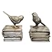 MyGift Resin Decorative Bookends for Heavy Books with Bird and Book Design, Farmhouse Book Ends, Vintage White Bookends, 1 Pair