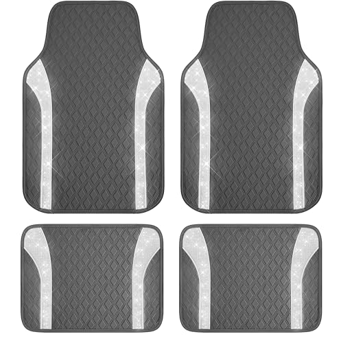PIC AUTO Bling Leather Floor Mats - Sparkly Glitter Gray ...