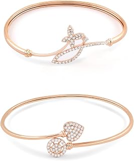 ZAVERI PEARLS Set of 2 Rose Gold Contemporary Cubic Zirconia Brass Kada Style Bracelet For Women-ZPFK11103 Price In India