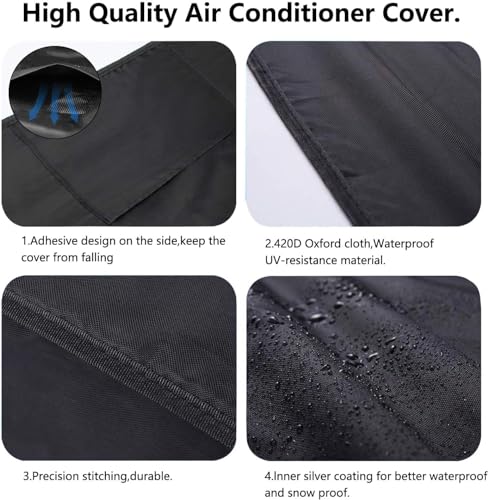 Aozzy Central Air Conditioner Covers for Outside Units Heavy Duty Ac Cover for Outdoor Unit Square Winter Withstand The Rain and Snow (Black, 32x32x36 inches) by Aozzy - Image 6