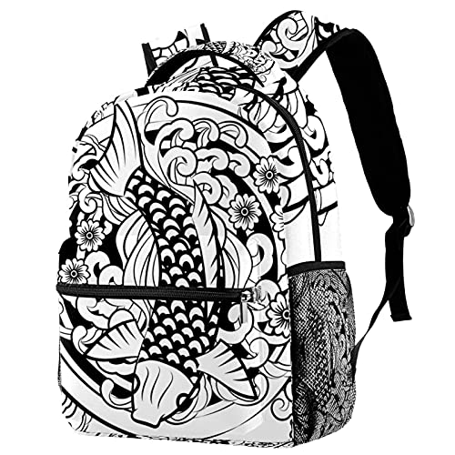 Sac à dos de voyage pour fille garçon ado avec motif poisson fleur multicolore