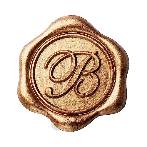 Yoption Initial Alphabet B Adhesive Wax Seal Stickers 50 Pack Letter Wax Seal Stickers Envelope Seal Stickers Envelope Seals Self Adhesive Gold Stickers for Wedding Party Birthday Christmas (B)