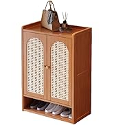 Amazon｜天然竹製 シューズラック 下駄箱 靴置き ドア付き 靴箱 スリム