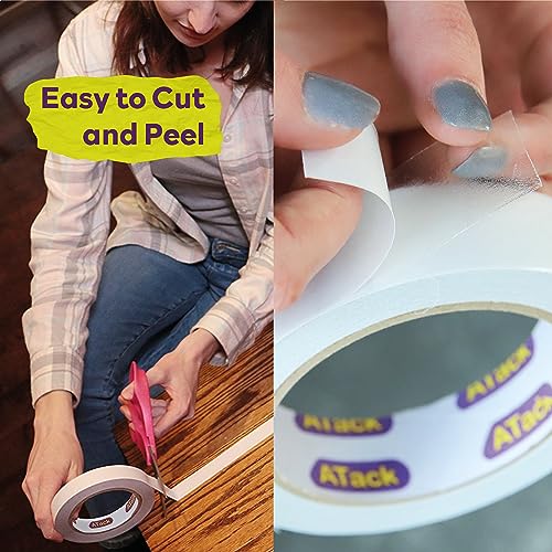 Atack ATDSTESC220 Extra Sticky Clear Double-Sided Tape, Removable, 2-Inch X 20-Yards - Wall Safe Heavy-Duty Double Sides Self Sticky Wall Fabric Tape thumb #4