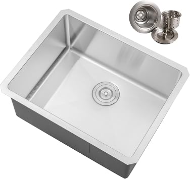 23 in. x 18 in. x 10 in. 16-Gauge Stainless Steel Undermount Single Bowl Kitchen Sink with Strainer