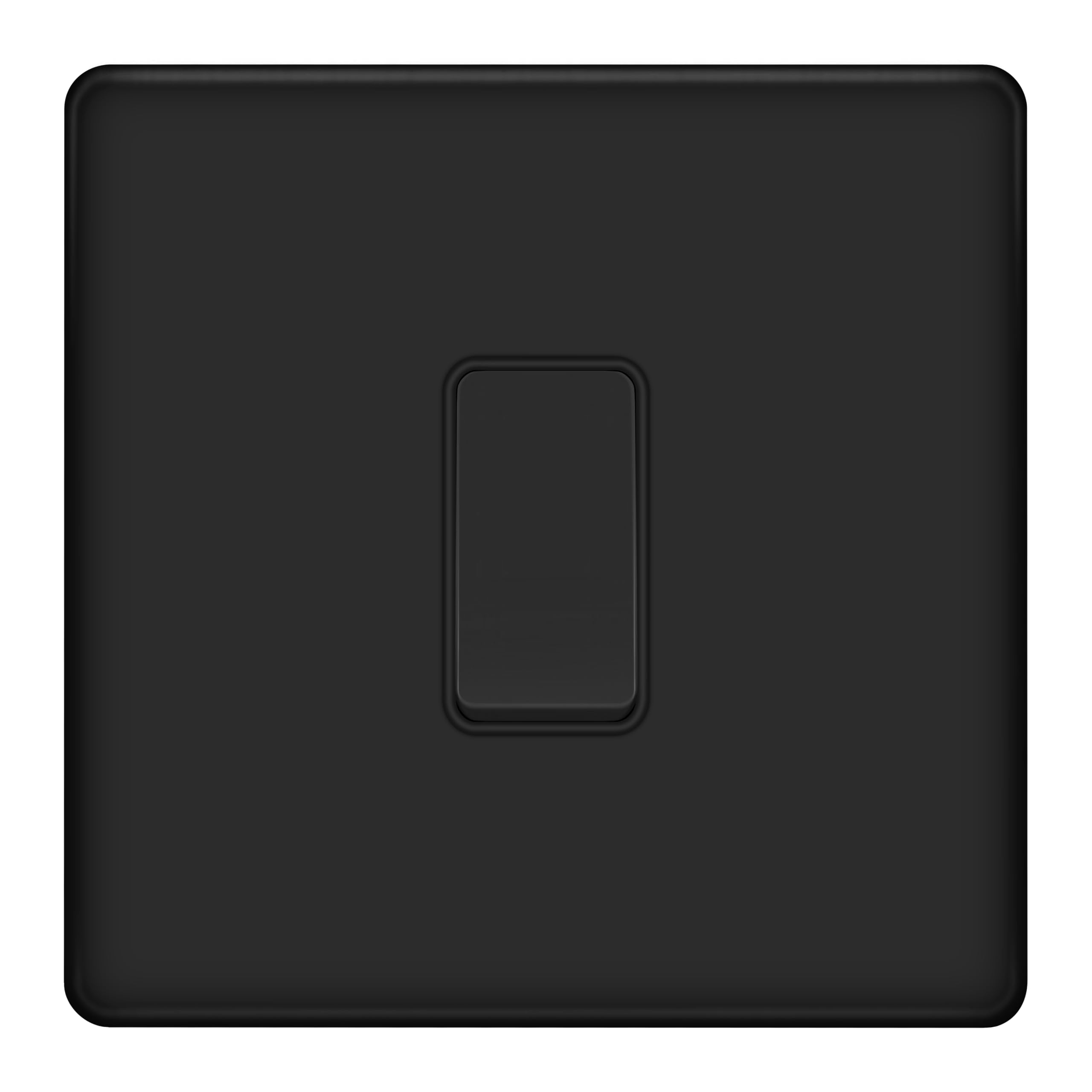 Evoges Terra 1/2/3/4 Gang 2 Way Light Switch, 10AX, Matt Black – Decorative Metal Plate (1 Gang)
