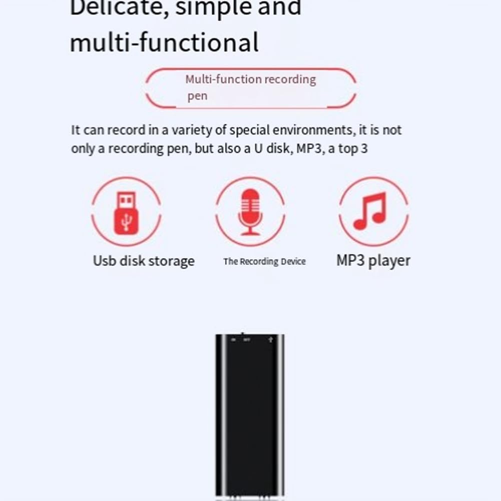Cyfrowy dyktafon, odtwarzacz MP3, profesjonalny rejestrator audio aktywowany głosem, czarny, 192 kb/s WAV, rejestrator audio 16 GB