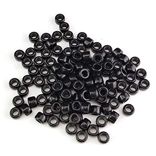 6 x 9mm Pony Beads Opaque Multicolor Mix Plastic Acrylic Bulk Craft Pony Beads 300PCs (Black)