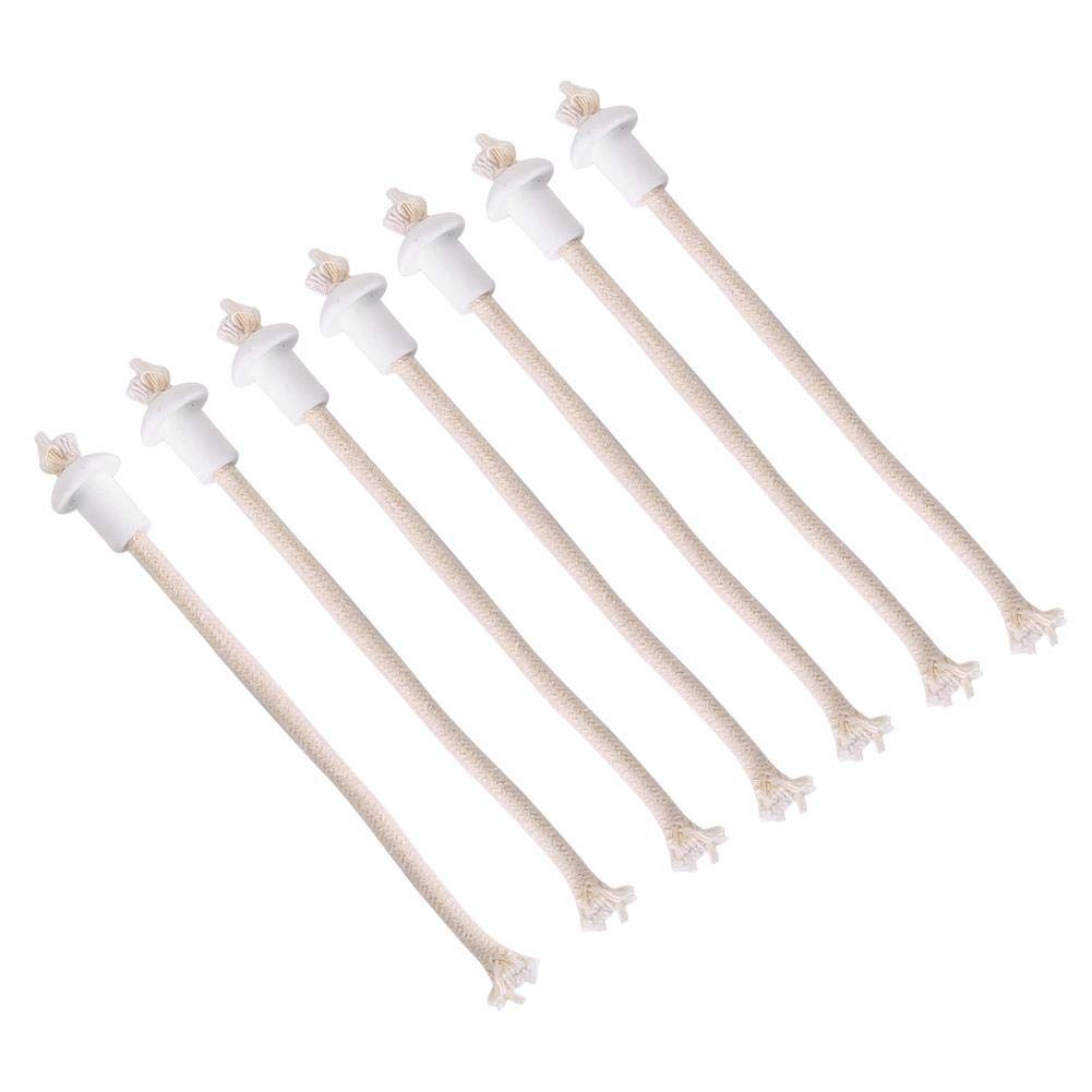 7Pcs Wine Bottle Oil Candle Lamp Wicks Lantern Light Torch Fiber Glass Heat Resistant Kerosene Wicks with Ceramic Holder