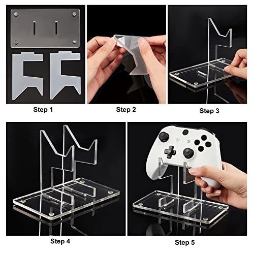 Image of AHANDMAKER Universal Controller Holder, Transparent Acrylic Game Controller Display Stand, Detachable Gamepad Desktop Stand for Display and Organization, Monolayer (Pack of 2)