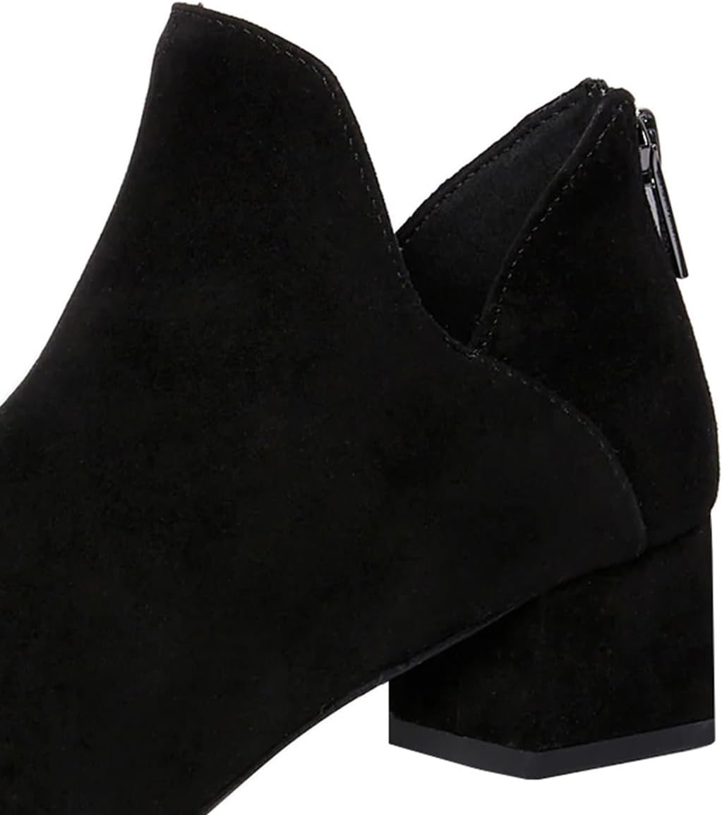 miss left Women Chic Open Toe Back Zipper Comfortable Ankle Boots Block Low Heel Ladies Casual Walking Booties Size 4-16 US