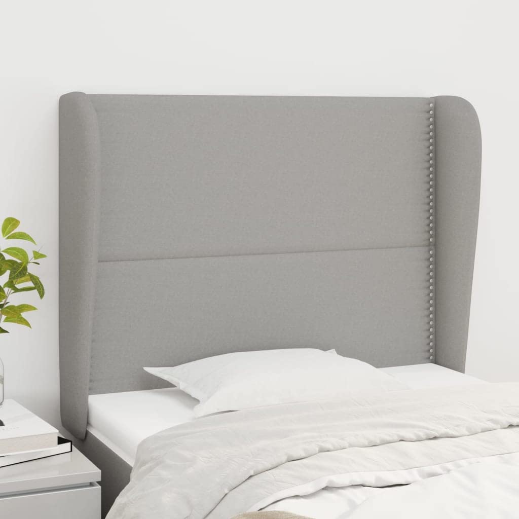 vidaXL Tête de lit avec Oreilles Gris Clair 103x23x118/128 cm Tissu