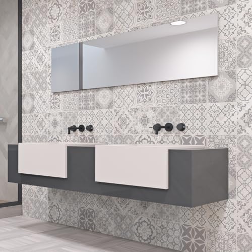 RE-COVERTILES - Stickers Carrelage Cuisine et Bain Carreaux Adhésifs en PVC Imperméables Anti-rayures Autocollants Décoratifs Mur Peel and Stick - Modèle...