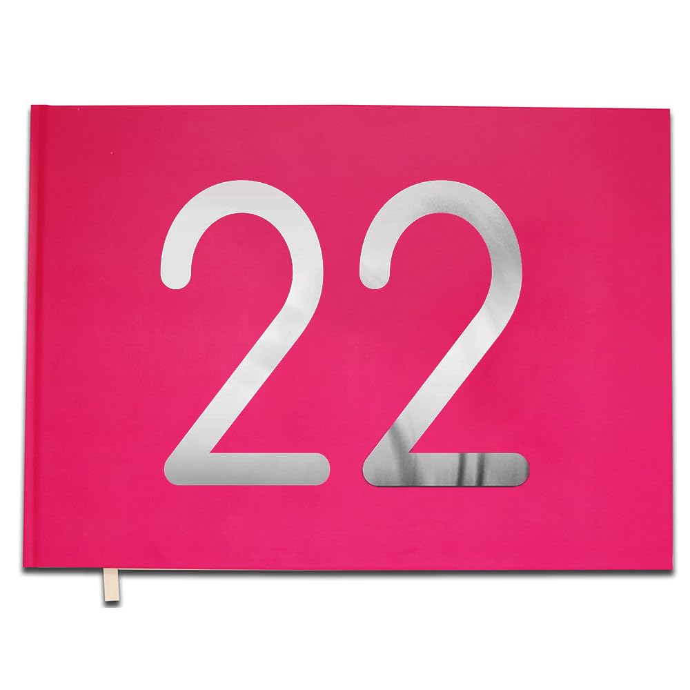 Livre d'or Premium Rose Macaron avec Lettres Chromées pour Anniversaire 22 Ans