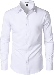 Men's Wrinkle Free Long Sleeve Dress Shirt Business Casual Modern Slim Fit Button Down Shirts for Wedding and Office - Buy now