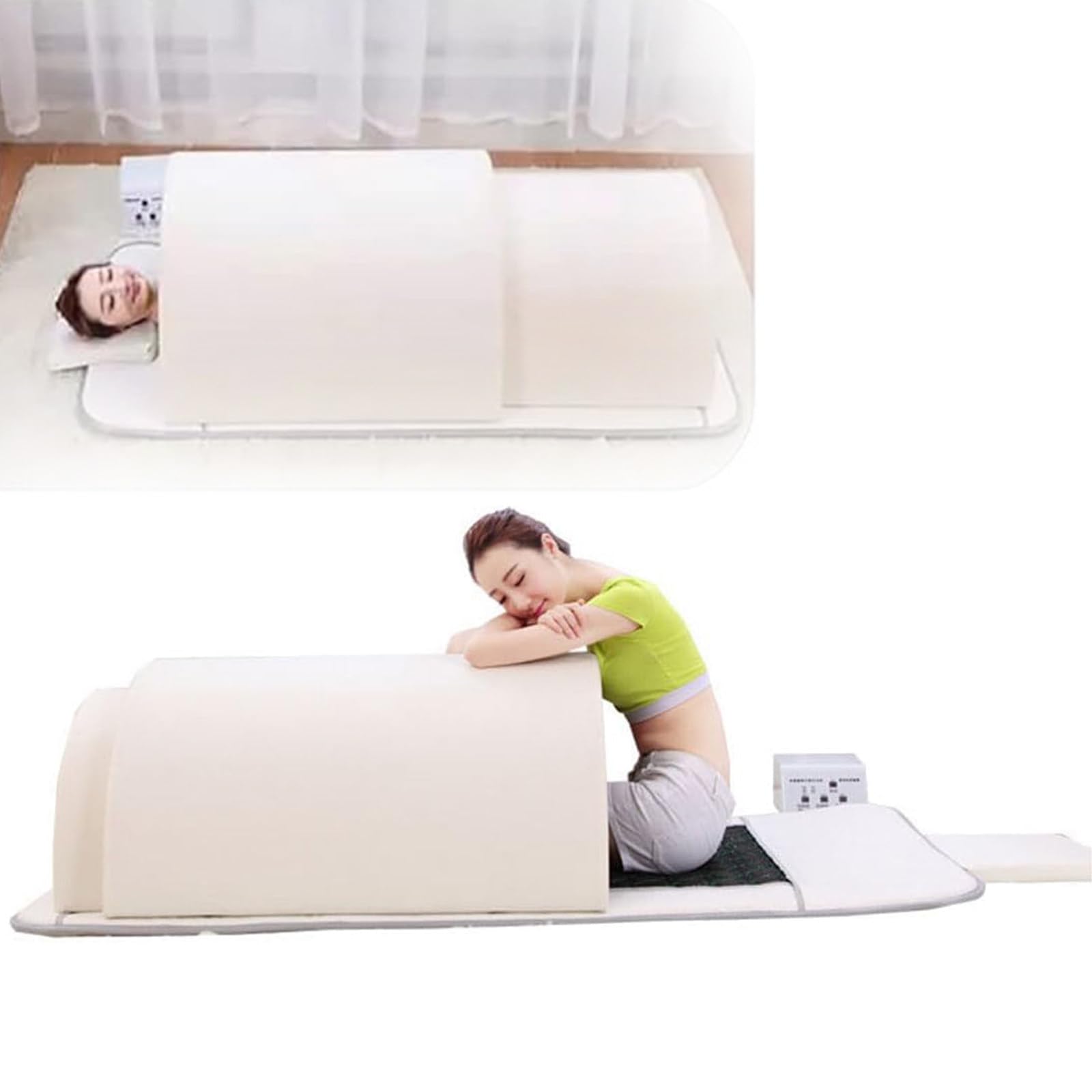 Cúpula de Sauna infrarroja, Manta de Vapor para Sauna doméstica, Sauna Profesional con Controlador de 3 Zonas Body Shaper con Control Remoto (White)