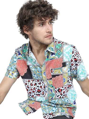 Image of Highlander Men's Slim Fit Shirts | Printed | Half Sleeves | Semi Cut Away | Casual Shirts | Stylish Shirt