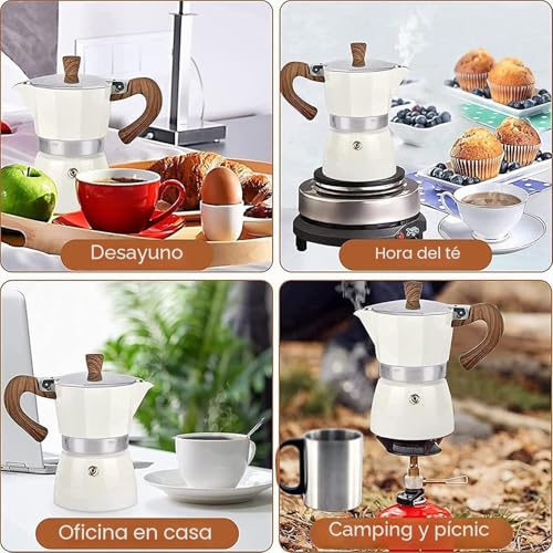 Miniatura 7 de Stovetop Espresso Maker, 3 Tazas De Espresso Moka Pot - 5 Oz Manual De Percolador De Café Cubano Máquina Premium De Aluminio Moka Italiano Espresso Greca Cafetera Percolador