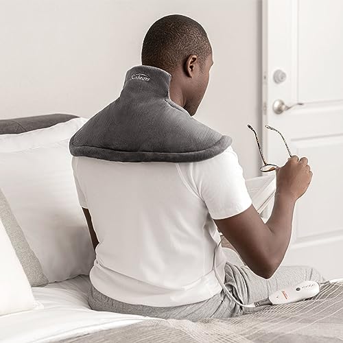 Image of Sunbeam Heating Pad for Neck and Shoulder Pain Relief with Auto Shut Off and Moist Heating Option 22 x 14 Grey