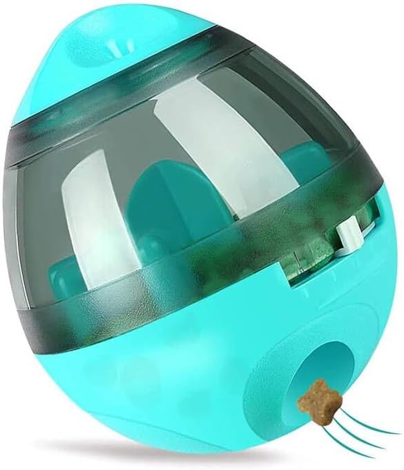 Tumbler Pet Toy, Automatic Pet Slow Feeder Treat Ball, Cat Dog Toy for Pet Increases IQ Interactive, Adjustable Dog Treat Dog Ball Dispensing Dog Toys(Blue)
