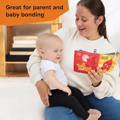 Image of Baby Einstein Nature Sounds Soft Activity Book, Interactive Sensory Cloth Book with Crinkles & Rattle, 0-36 Months