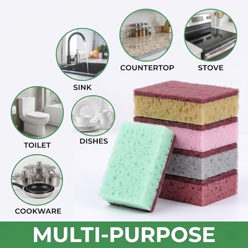 Image of Scrubs with Sponges (Pack of 5) 100% Odor Free and Scratch-Free | Reusable Dishwashing Scrubber for Kitchen and House Cleaning, Suitable for Iron Cast, Steel & Coated Cookware, Rinses Clean