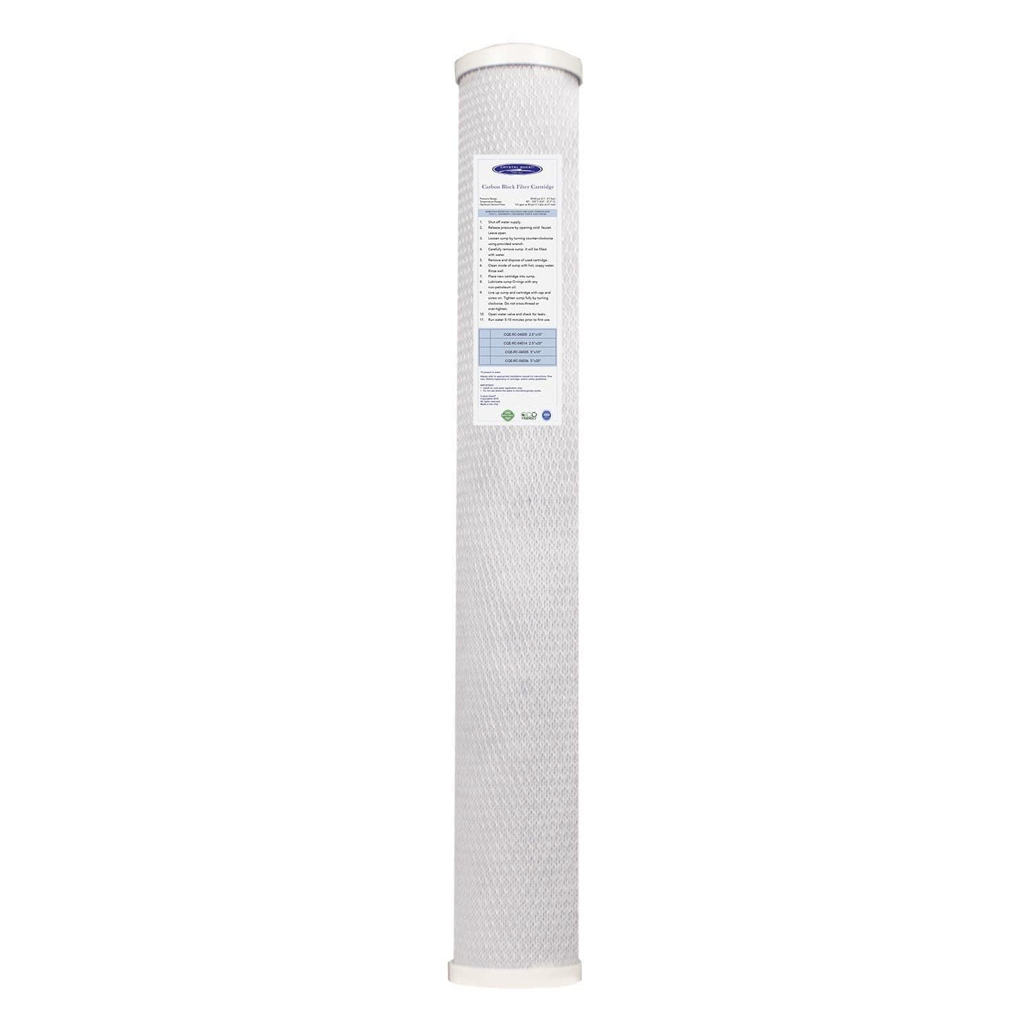 Crystal Quest5-Micron Carbon Block Filter Cartridge - 2-7/8” x 20” - Coconut-Based Activated Carbon - Reduces Sediment and VOC’s - Sustainable Filtration