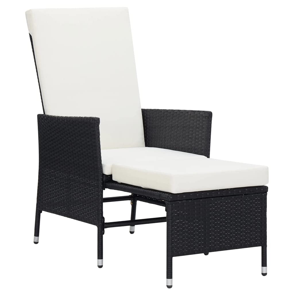 vidaXL Sedia da Giardino Reclinabile con Cuscino in Polyrattan Nero