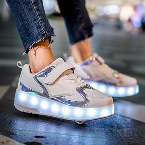 Image of HHSTS Kids Shoes - New Upgraded with Wheels LED Light Color Shoes Shiny Roller Skates Skate Shoes Simple Kids Gifts Boys Girls The Best Gift for Party Birthday Christmas Day
