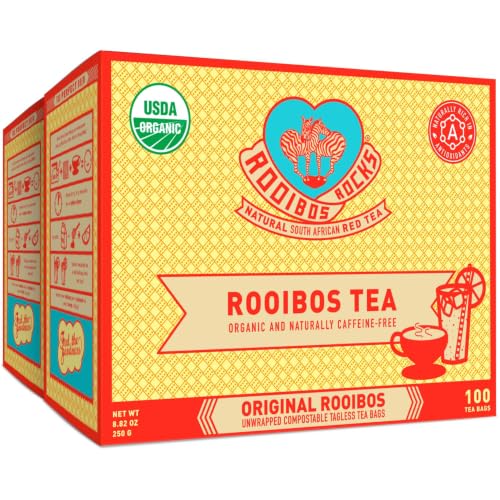 Rooibos Rocks Organic Rooibos Tea Bags - Caffeine-Free, 200 ct