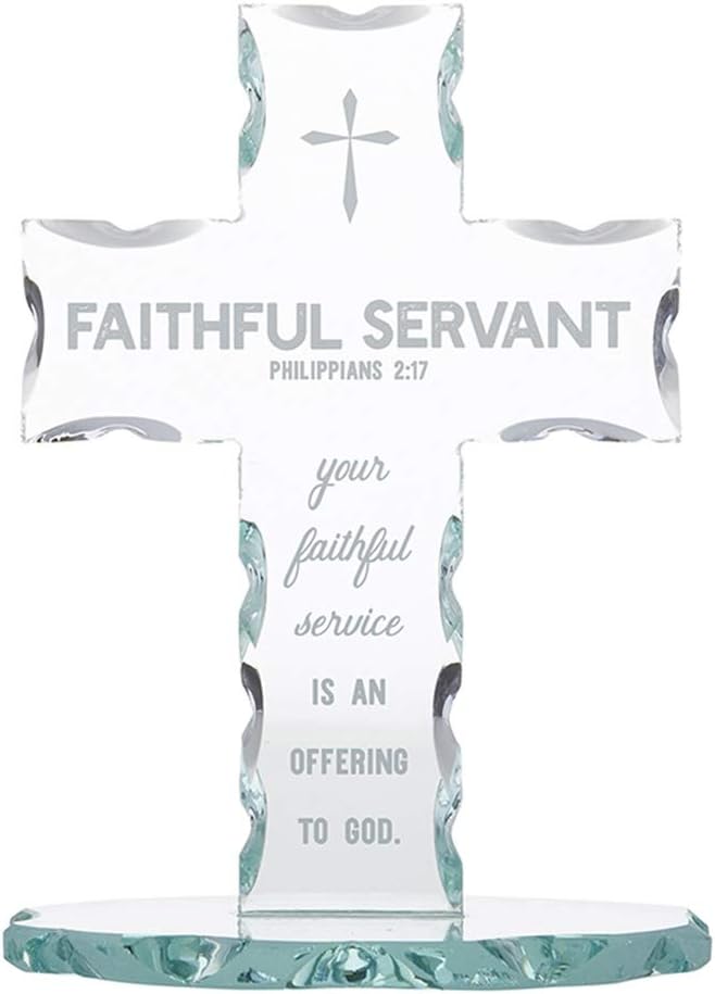 Autom Glass Faithful Servant Standing Cross, 7 1/8 Inch