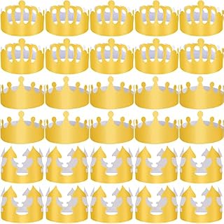 SIQUK 27 Pieces Gold Paper Crowns Party King Crown Paper Hats Paper King Crowns for Party and Celebration