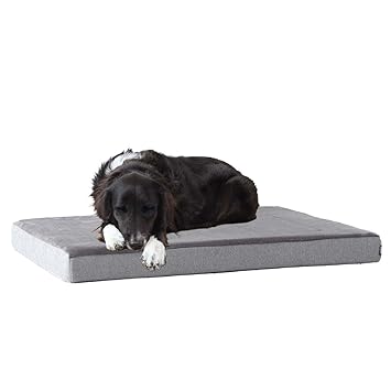 BarkBox Thick Orthopedic Gel Memory Foam Enhanced Dog Bed - Removable Washable Cover - Medium - Grey - Free Surprise Inside