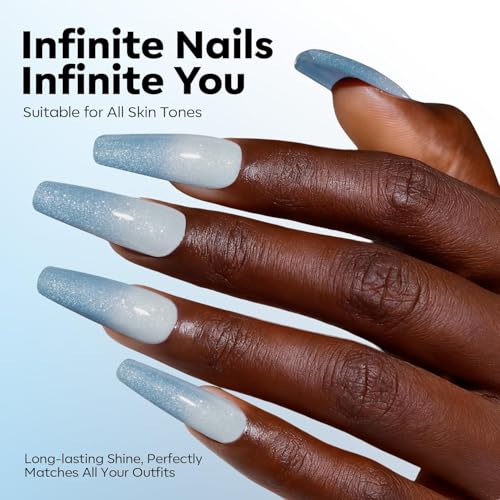 Image of modelones Blue Gel Nail Polish White Color Changing Mood Temperature Change Nail Polish Gel Soak Off Winter Nail Art New Year Party 15ML