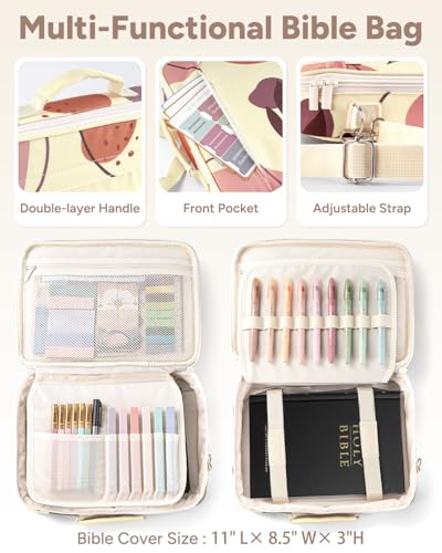WEMATE Lot de 76 fournitures d'étude de la Bible avec étui de la Bible, 15 surligneurs de la Bible sans bavure, stylos à bille, rubans Washi, onglets, notes adhésives et cartes de prière, pour cadeaux – vue 3
