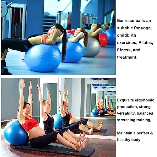 Image of Exercise Yoga Ball, Explosion-Proof Stability Ball(25in /65cm) with Pump, Elastic Birthing Balance Balls for Fitness /Balance /Workout /Physical Therapy /Gymnastics Train -Blue