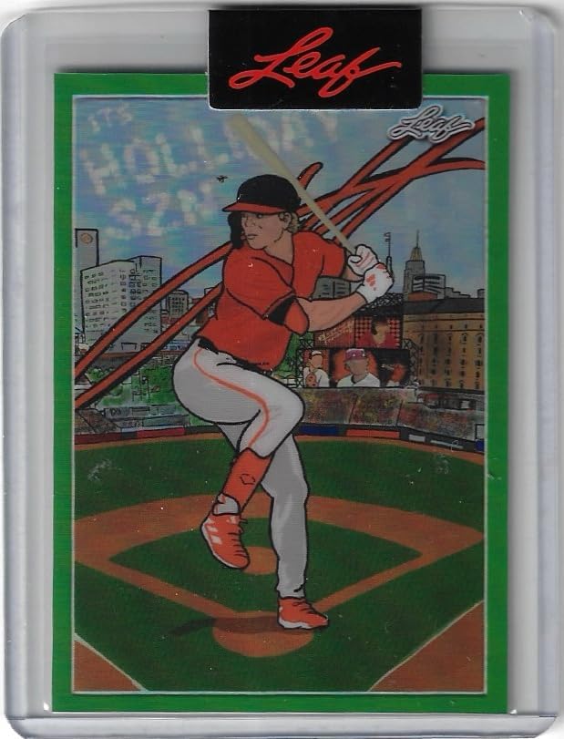 Jackson Holliday Serial Numbered #6/25 Green Parallel Leaf Metallic Imaginations It's Holliday SZN Rookie Card Collectible Baseball Card - 2024 Leaf Baseball Card #MI-9 (Orioles)