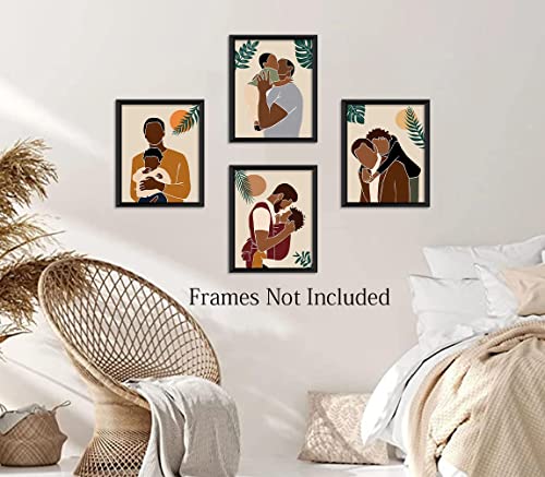 African American Wall Art Boho Black Men Wall Decor Abstract Black Man Art Pictures Canvas Prints Modern Minimalist Painting Poster,Abstract Boho Wall Art Prints Set Of 4 Suitability Fashion Bedroom Living Room Bathroom Gallery Boho Room Decor (8X10 Inches, Unframed) #TOP2