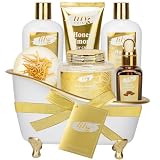 Honey Almond Spa Gifts Bath Kit - 7Pcs Moisturizing Spa Set for Women & Men