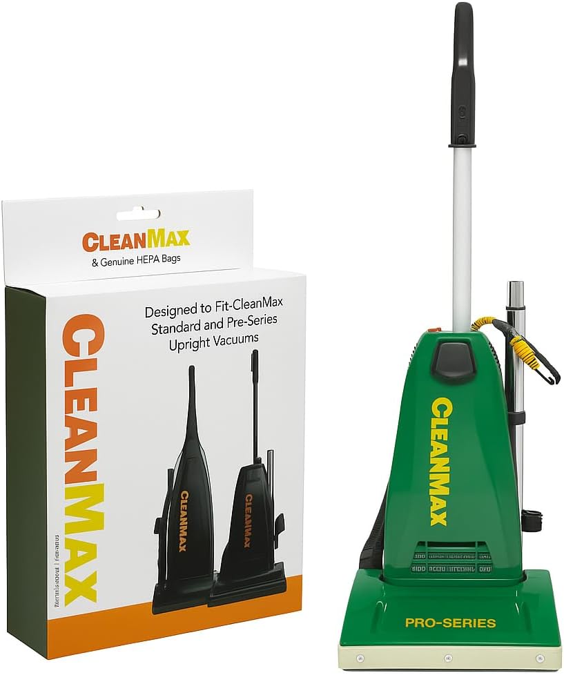 CleanMax Pro Series CMP-3T Commercial Upright Vacuum with 6 Genuine HEPA Bags – 10 AMP Motor, On-Board Tools, Metal Components, HEPA Filtration, Automatic Height Adjustment, 14” Nozzle, 60’ Cord