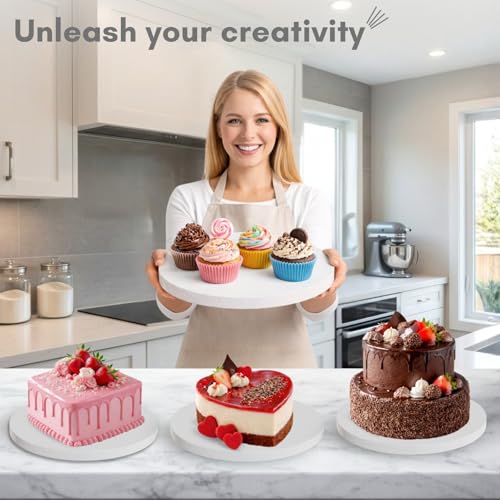 12-Pack Cake Drums 8,10 & 12 inch Reversible, Sturdy 1/2" Thick, Greaseproof, White | Free Prop Up Tool + Matching Ribbon | Professional Round Cake Boards for Tiered, Wedding, Birthday Cakes by DuraDelish - Image 9