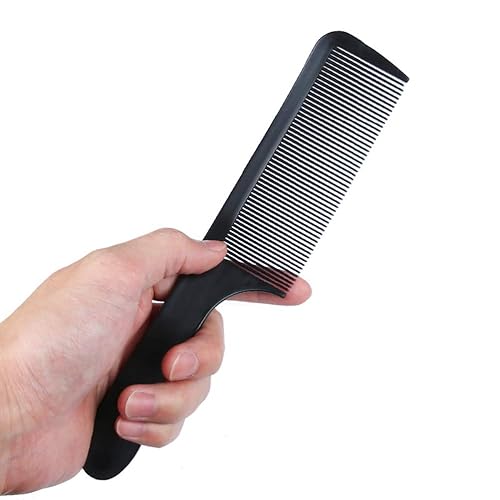 Peine de corte de pelo con parte superior plana, peine de corte de peluquería curvado profesional (8.9in de longitud) resistente al calor