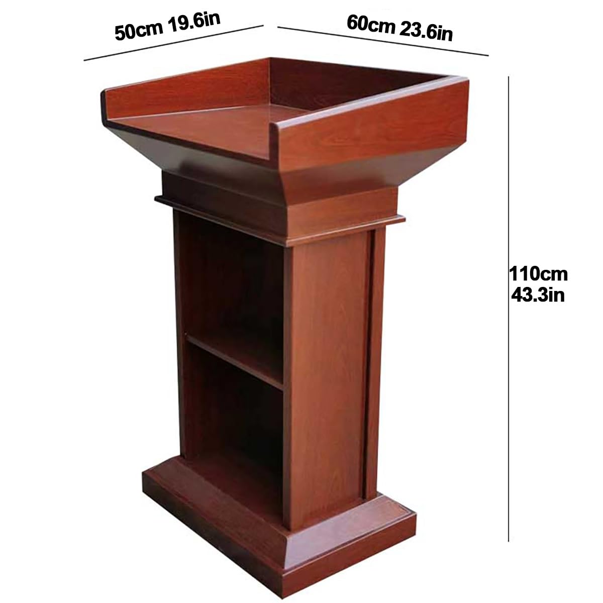 Stabilne podium z drewna orzechowego – 113 cm stojak głośnikowy do kościołów, sal lekcyjnych i wydarzeń – prezentat na mównicę dla profesjonalistów i wystąpień publicznych