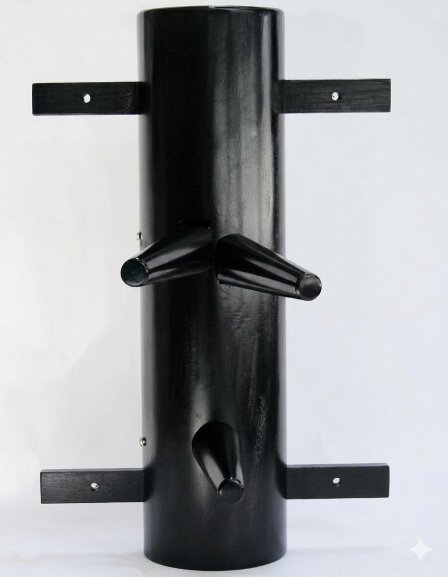 Wall-Mounted Wing Chun Wooden Dummy (mook Yan Jong) (Amokey Black)-image-25
