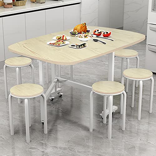 Rukulin Foldable Kitchen Table Dining Room Table Mobile Space Sav