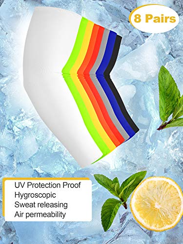 8 Pairs Arm Sleeves UV Sun Protection for Men Women Cooling Tattoo Cover Up Sleeves4