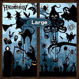 Funnlot Halloween Window Stickers Halloween Window Decorations Halloween Window Clings Halloween Window Decals Double Sides Ghost Skeleton Scary Halloween Widow Stickers Reusable