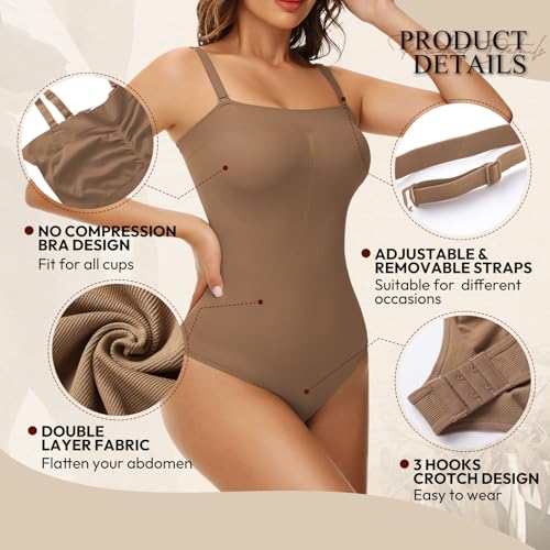 Ellareese Strapless Shapewear Bodysuit for Women Thong Body Shaper Under Dress Tummy Control Bodysuit Tank Top Butt Lifter — view 4