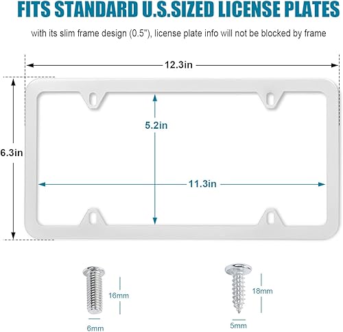 Miniatura 2 de AICEL 2 marcos de acero inoxidable para placas de matrícula, 4 agujeros, cubiertassoportes para placas de matrícula de automóvil, resistentes al