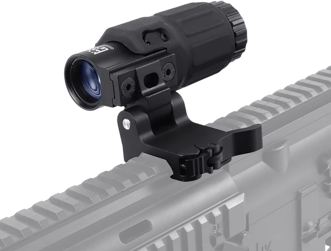 G33/G43/G45 3X/5X Riflescope Magnifier, Holographic Sight, 3x/5X Mirror Magnifying Glass, Side Foldable Flip Adjustment, with Switch to Side Quick Detachable QD Mount